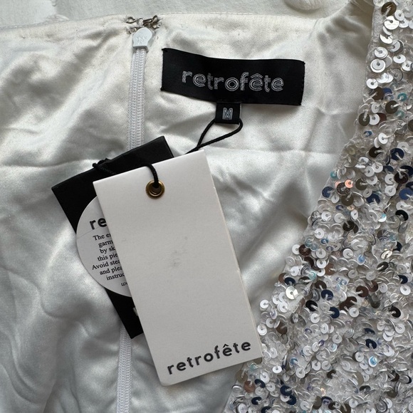 Retrofete Camille Sequin Dress in White Size Medium NWT - Picture 14 of 15